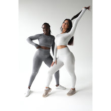 Load image into Gallery viewer, Light Grey Long Sleeve Crop Top