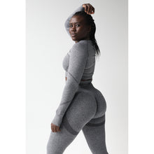 Load image into Gallery viewer, Dark Grey Long Sleeve Crop Top