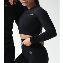 Load image into Gallery viewer, Black Long Sleeve Crop Top