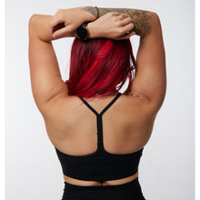 Load image into Gallery viewer, Black String Strap Sports Bra