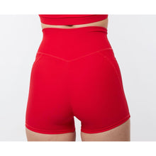 Load image into Gallery viewer, Red Ribbed Bike Shorts (V-Cut)
