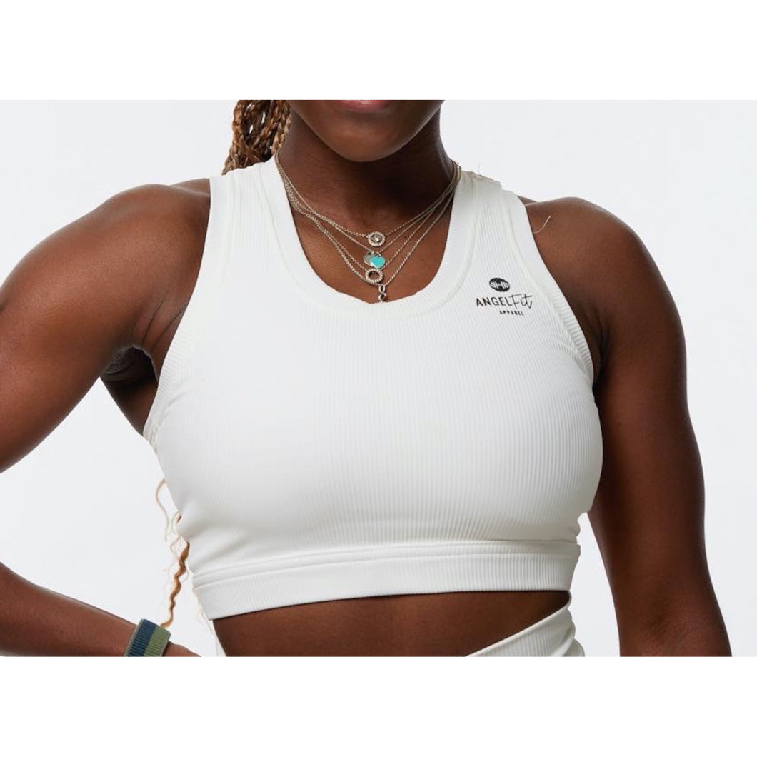 White Ribbed Sports Bra