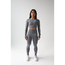 Load image into Gallery viewer, Dark Grey Long Sleeve Crop Top
