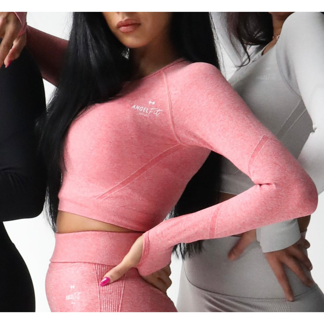 Pink Long Sleeve Crop Top