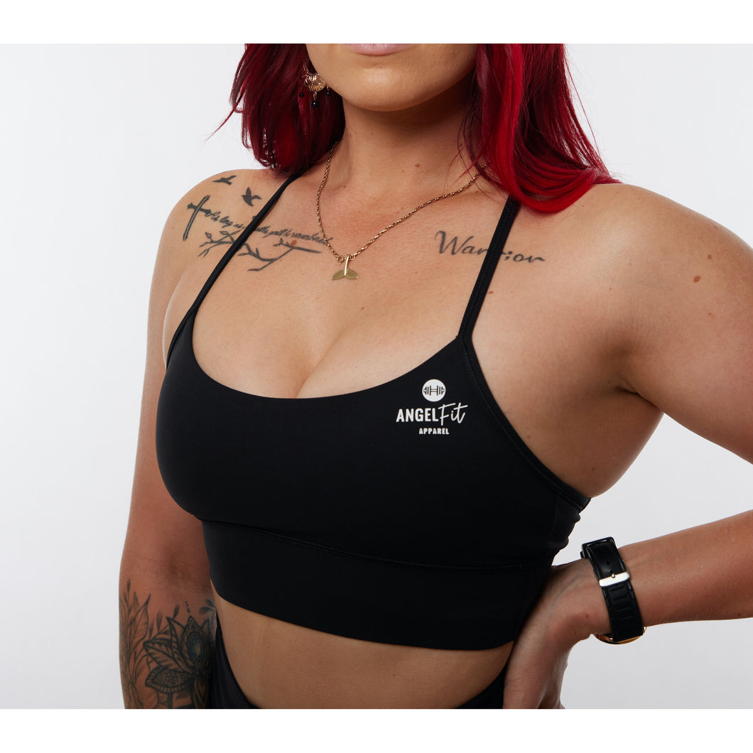 Black String Strap Sports Bra